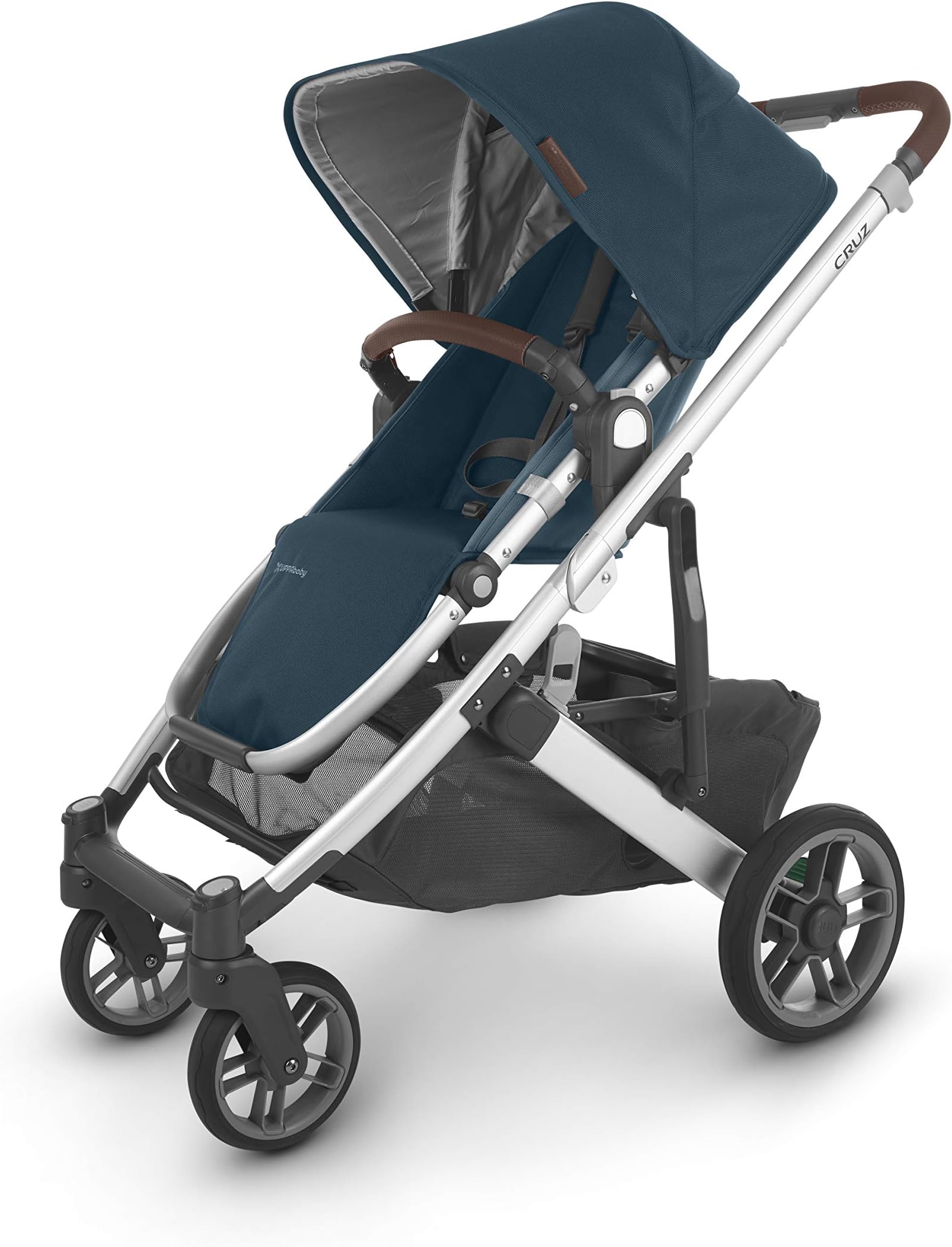 UPPAbabyCRUZ V2 Stroller - FINN (deep sea/silver/chestnut leather), Blue