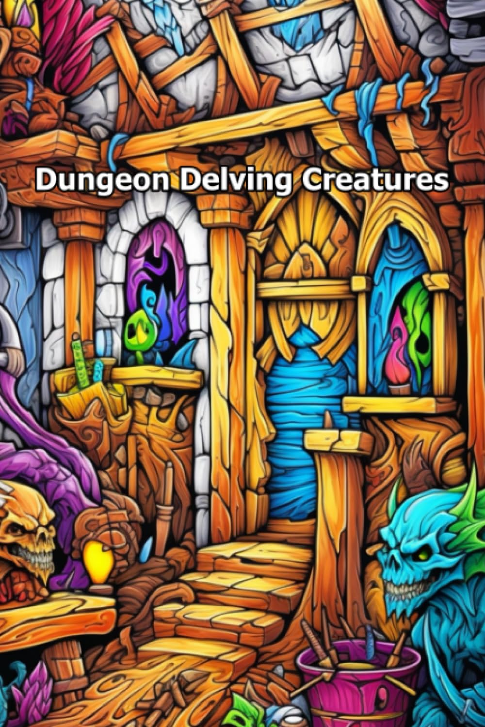 Dungeon Delving Creatures: A colouring book for ages 12+, showcasing some of the creatures you will find diving into fantasy dungeons.