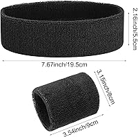 Vista 4 de ASTER Juego de 6 muñequeras para la cabeza, incluye 2 diademas deportivas y 4 pulseras deportivas a rayas coloridas para hombres y mujeres