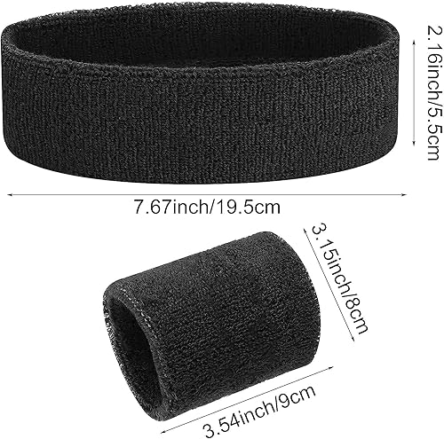 Miniatura 4 de ASTER Juego de 6 muñequeras para la cabeza, incluye 2 diademas deportivas y 4 pulseras deportivas a rayas coloridas para hombres y mujeres,