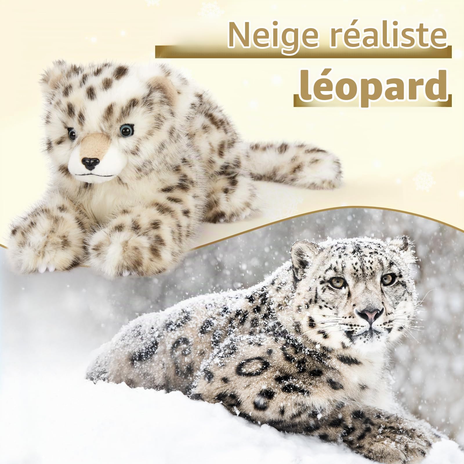 MorisMos Peluche léopard des neiges Géant Animal Jouets,60cm Grand léopard des neiges Mignon Moelleux Peluche Grosse Douce Animaux,Cadeaux pour Les Enfants, Cadeau d'anniversaire, Adorable Coussin.