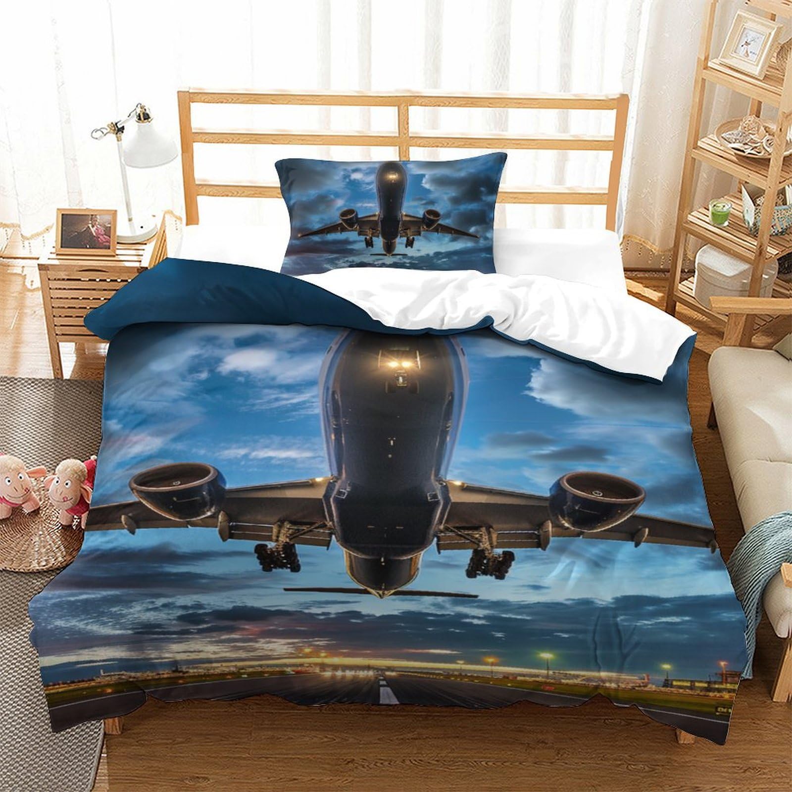 Parure de lit avion de passagers 3D en tissu microfibre de luxe