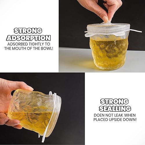 Miniatura 6 de 6 tapas elásticas de silicona  Cubiertas reutilizables para alimentos para cuencos, vasos, frascos y recipientes  Duraderas, expandibles, herméticas