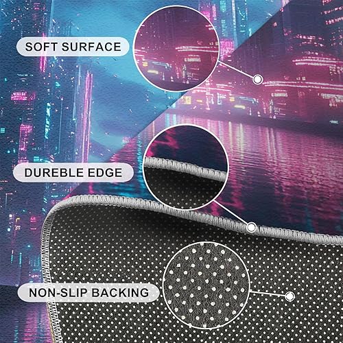 Miniatura 6 de Cyberpunk City Rugs for Bedroom, City Area Rug, Cyberpunk Rugs for Living Room, Indoor Non-Slip Rug, Machine Washable Carpet for Front Entrance