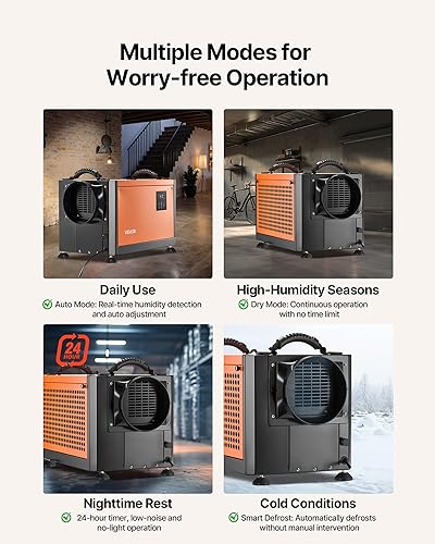 Miniatura 4 de VEVOR Deshumidificador comercial de 70 pintas con bomba, deshumidificadores portátiles de espacio de rastreo para sótano industrial,