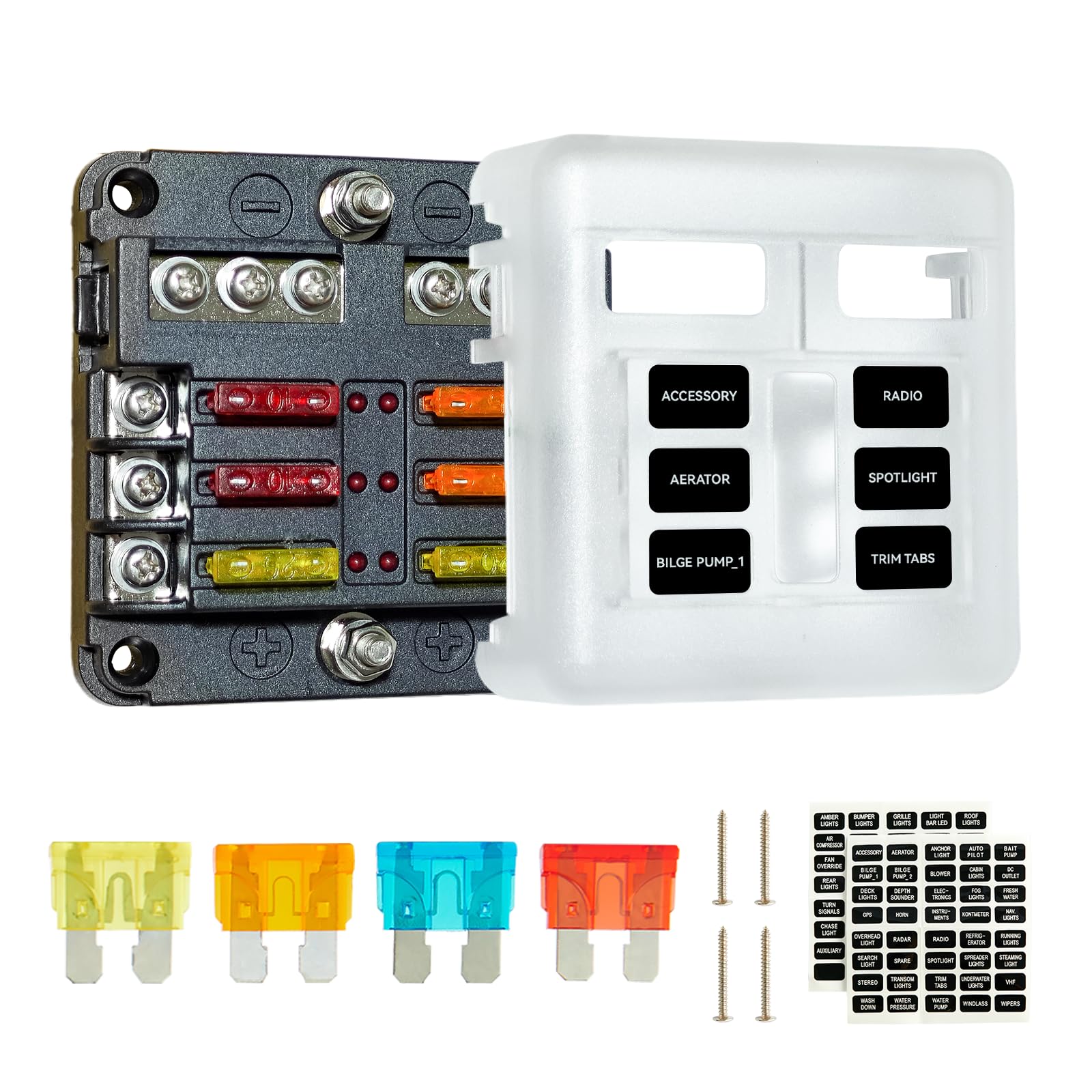 SOYOND 12 Volt Fuse Block, Boat Marine Fuse Block Panel with LED Warning Indi...