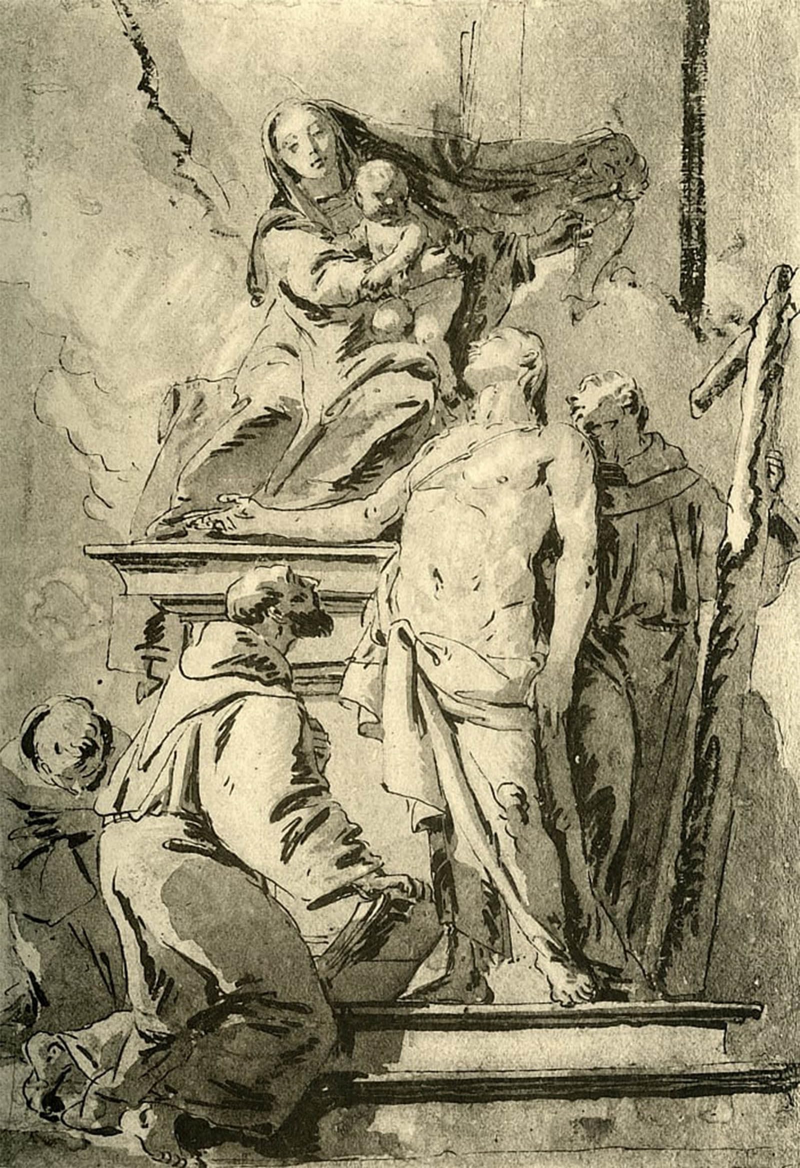 Artxlxxbn No Frame Famous Prints Artwork Pictures Poster Painting Art Lady Enthroned With Saints By Battista Tiepolo Artwork Landscape Pictures For Home Decor 60X90cm