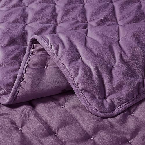 Miniatura 2 de Royal Hotel Bedding Edredón de terciopelo esponjoso tamaño Queen, terciopelo morado de 92 x 96 pulgadas, juego de 3 piezas, edredón de lujo de gran