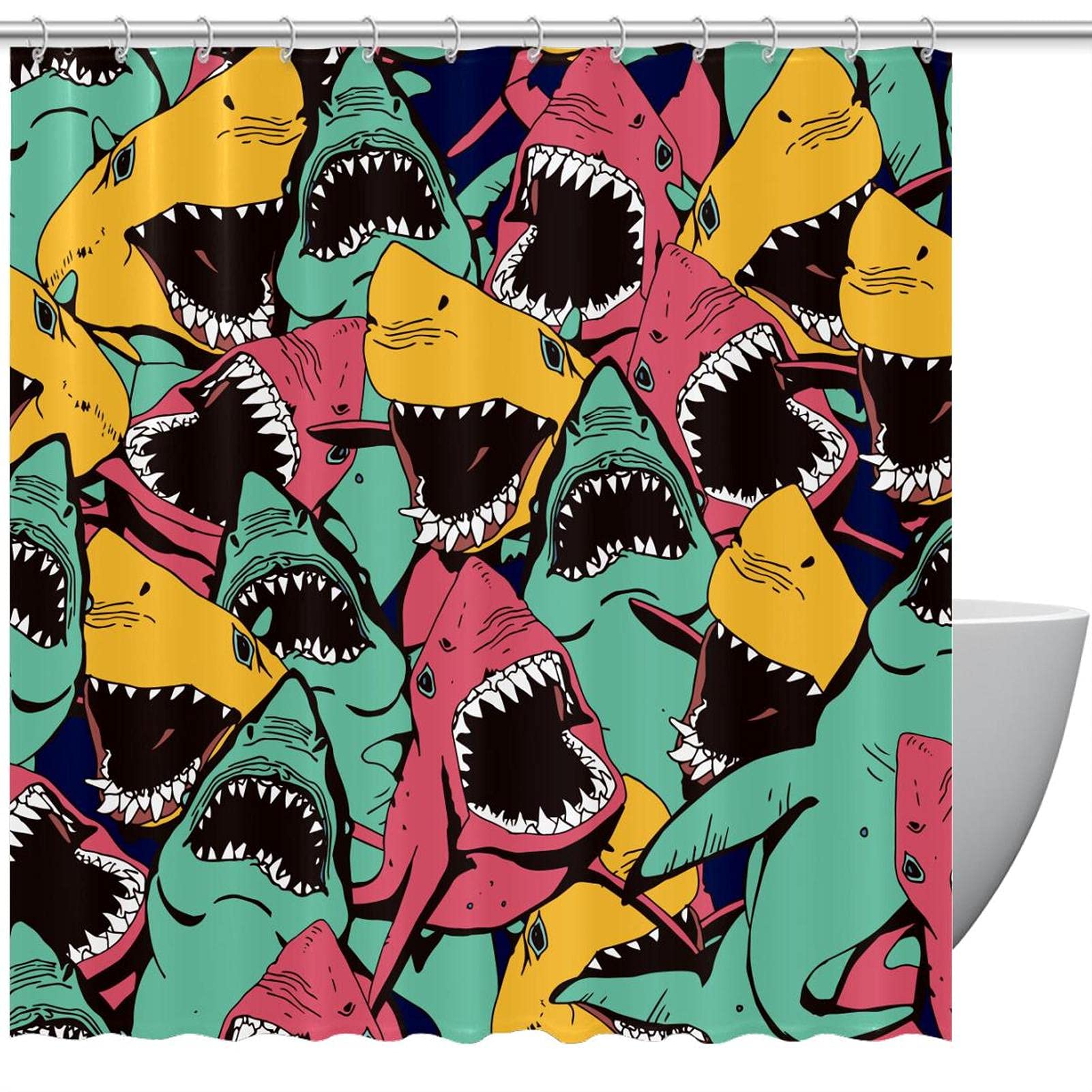 Rideau de douche requins 183 cm pour éviter l'eau au sol et les moisissures