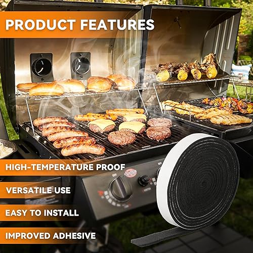 Miniatura 7 de onlyfire - Junta de ahumador de barbacoa de alta temperatura con adhesivo para ahumador de barbacoa, autoadhesiva, 15 pies