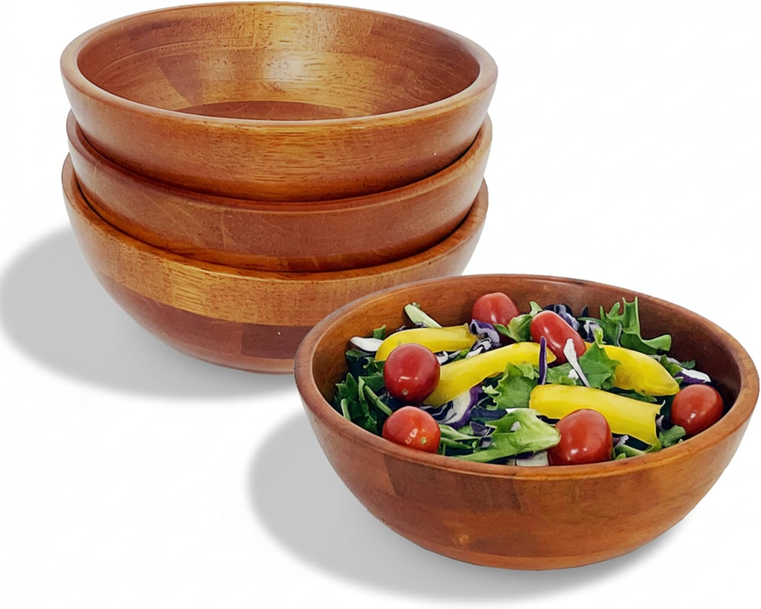 Woodard & Charles Wood 3 Piece Salad Serving Bowl Set, 10" x 4 1/2"