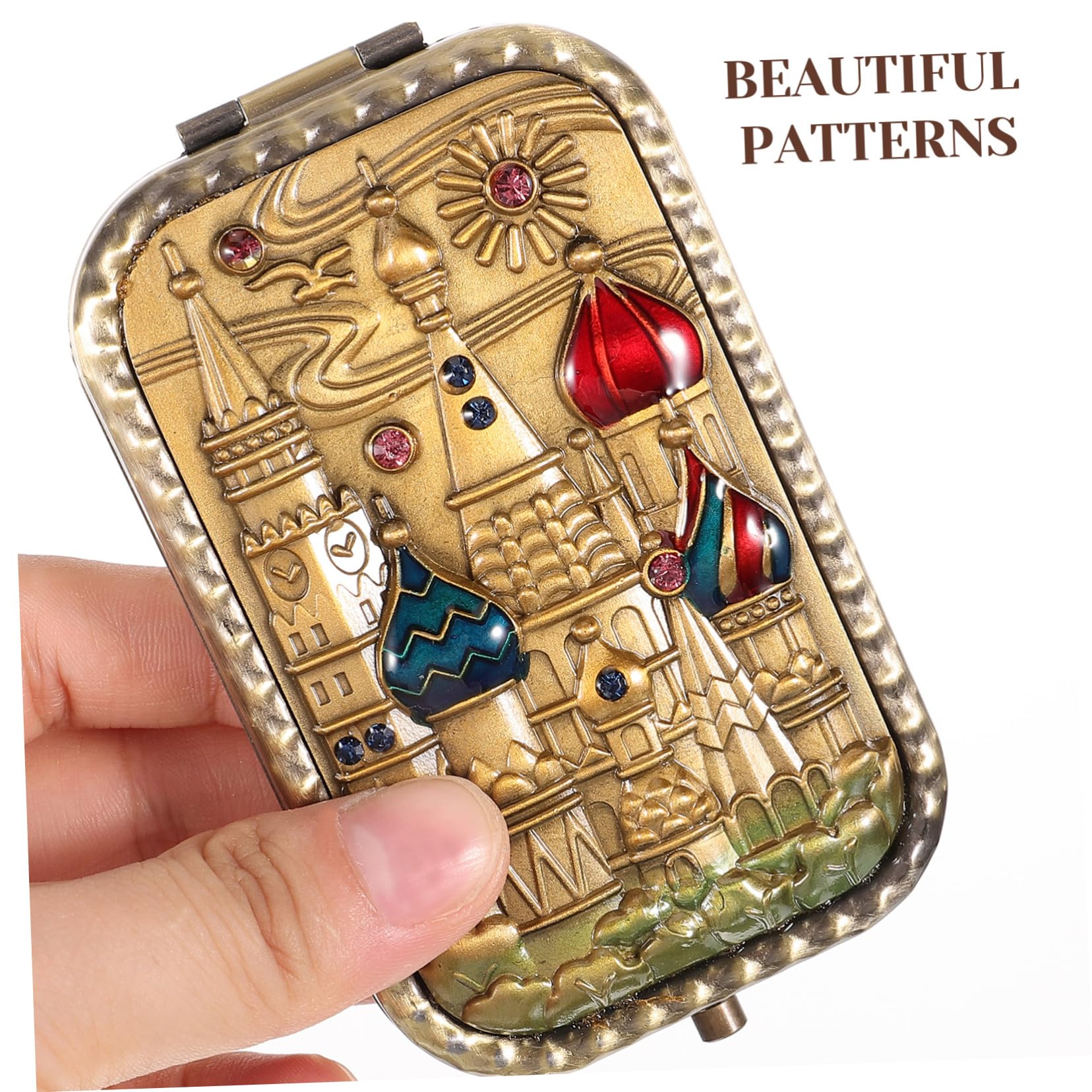 BESTYASH 4 Pezzi specchio cosmetico piccolo specchio ingrandimento mini da borsa compatto Trucco Fare specchietto pieghevole retrò tenuto in mano Metallo