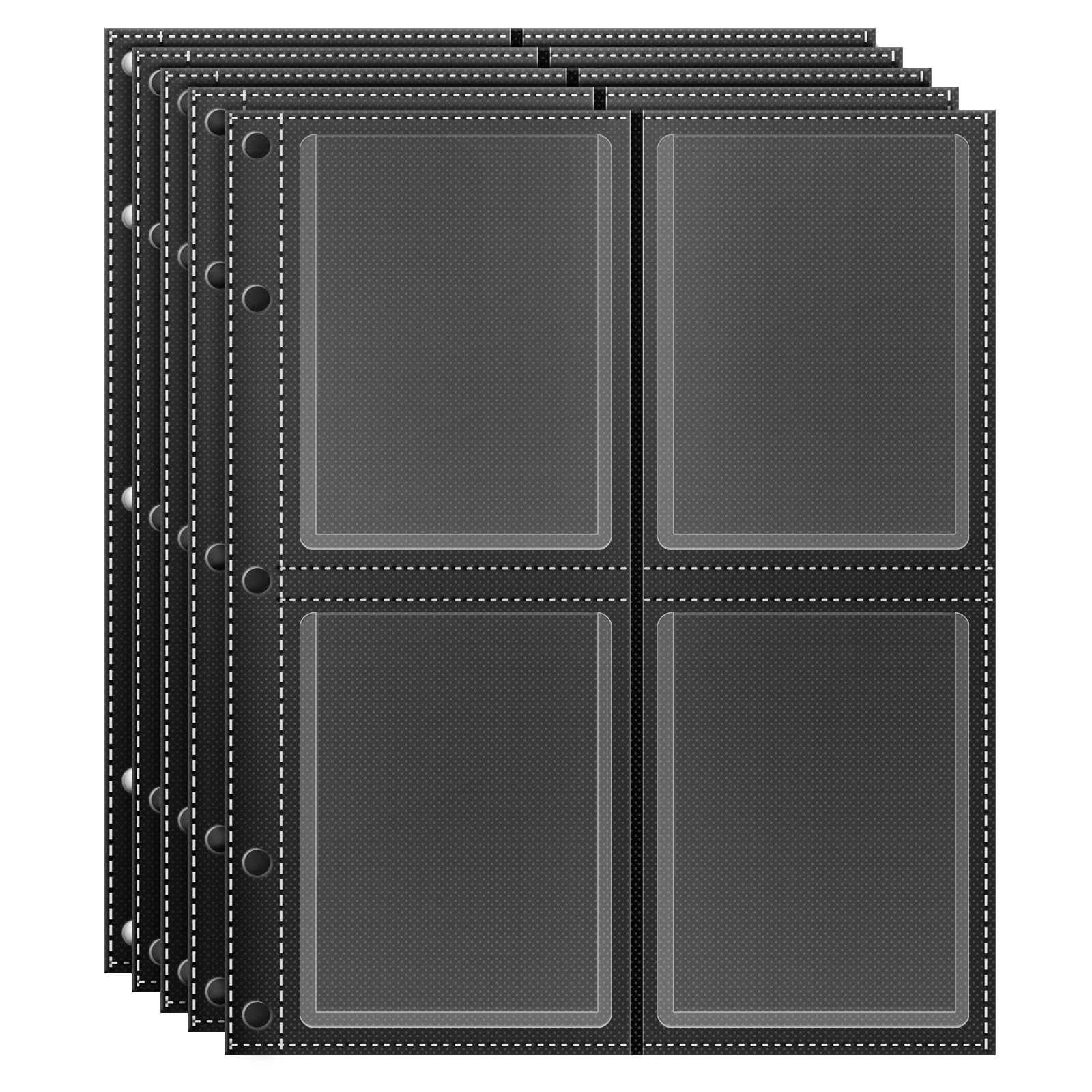 Top Loader Sleeves 4-Pocket Trading Card Storage Refill Binder Pages – 25 Pack