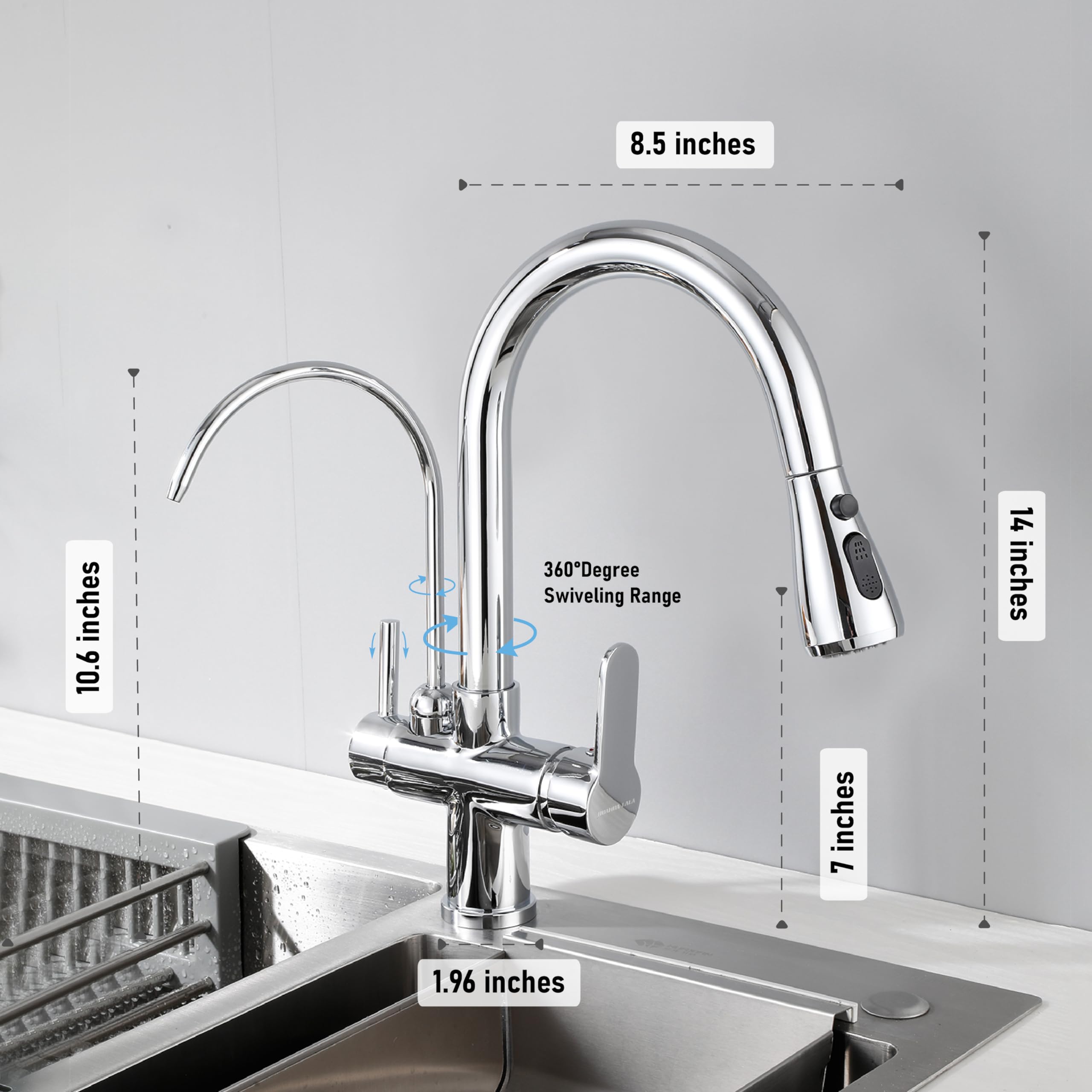 Kitchen Faucet with Pull Down Sprayer Modern 2 Handle Kitchen