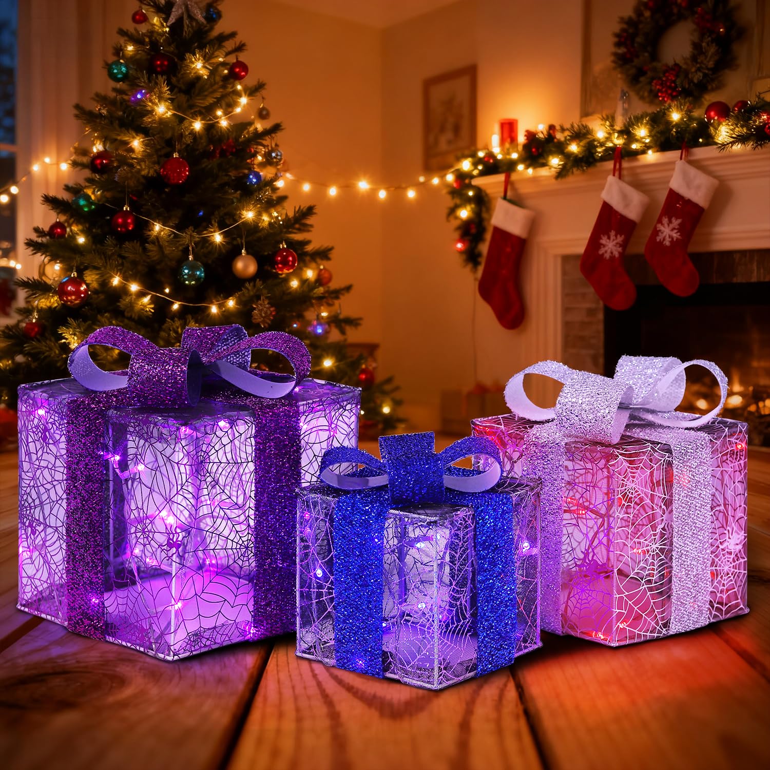 Boîtes cadeaux lumineuses pour illuminer votre décoration de sapin de Noël