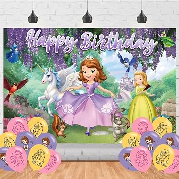 Sofia Princess Backdrop Birthday Banner for Sofia Princess Birthday Party Supplies Sofia The First Photograph Background Photo Booth 5x3ft