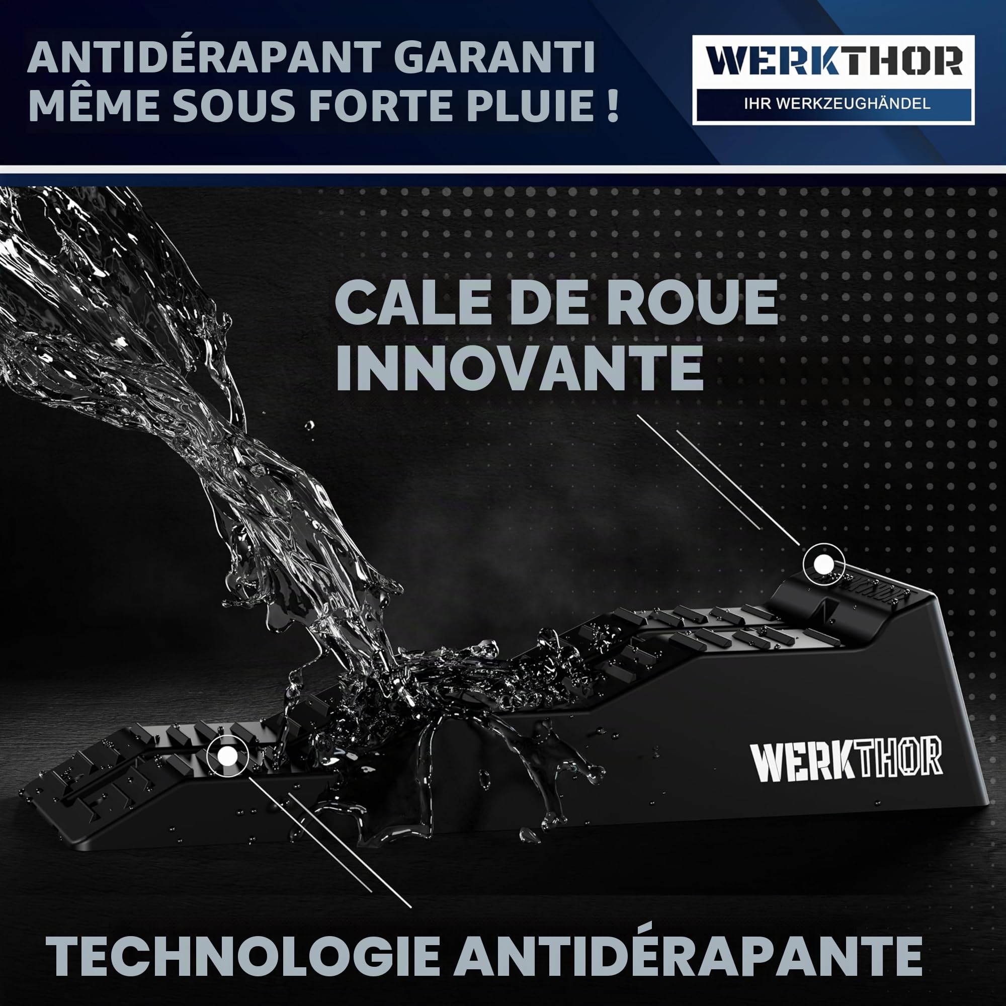WERKTHOR Cales pour Camping-Car 3 Niveaux [Jeu de 2 – Noir] | Cale pour Camping Car et Camping-Car | Rampe Camping Car de Nivellement | Cale Roue Caravane Van Aménagé | Jusqu’à 5 Tonnes | Sac Inclus