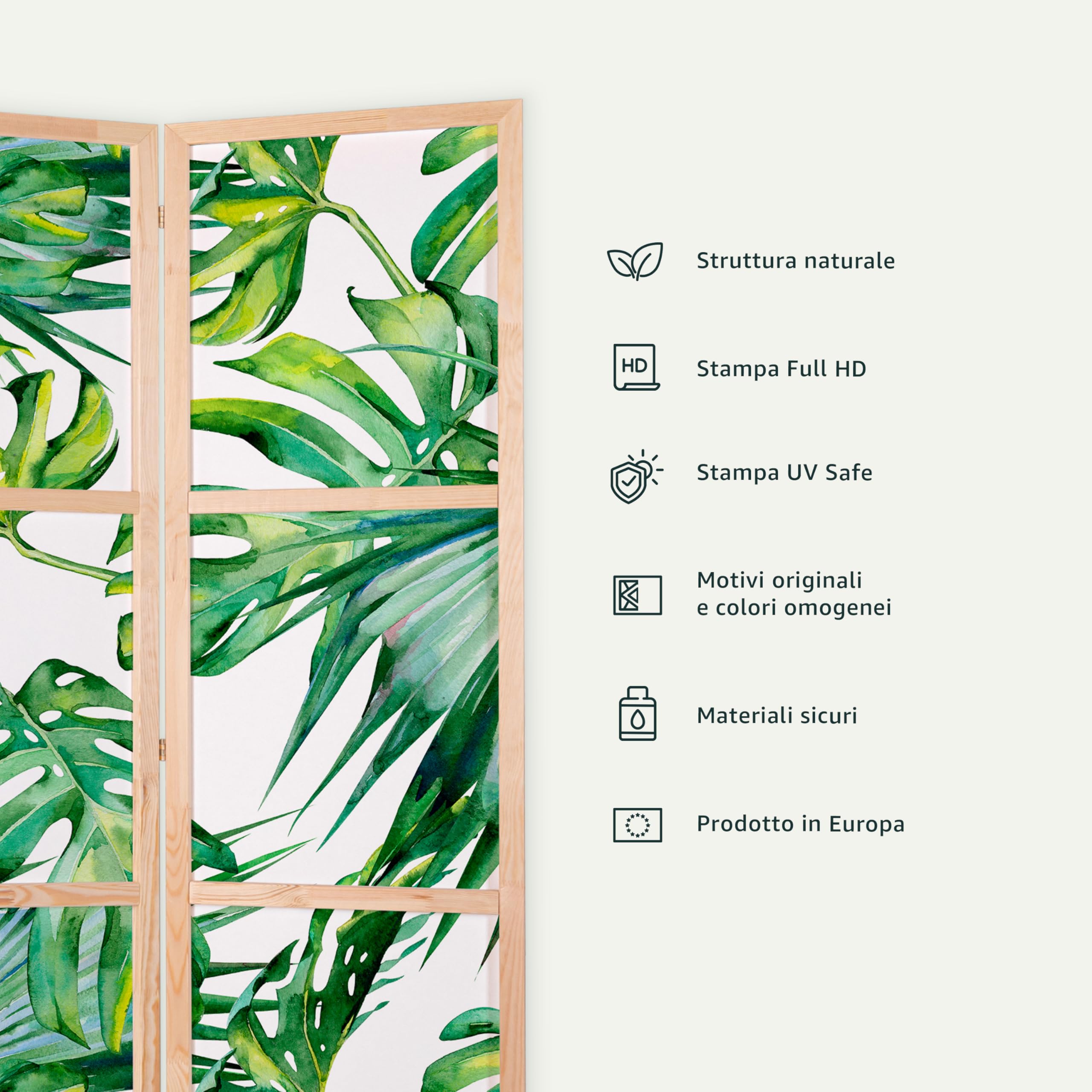 murando - Paravento da Interno 135x172 cm XXL Bambù verde Natura Zen Spa 3 Pannelli Divisori Stampa Unilaterale su Tela in TNT Separe Divisorio per Ambienti Ufficio Paraventi Decorazioni Legno