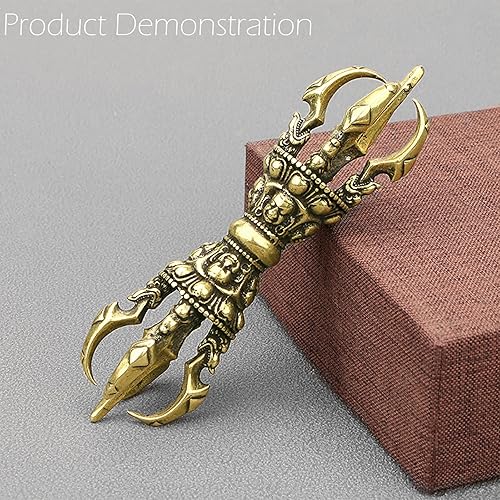 Miniatura 5 de LOTONJT Estatua de Vajra de latón bastón de Tame-Evil Feng Shui amuleto guerrero de Buda contra los diablos talismán tibetano antiguo meditación