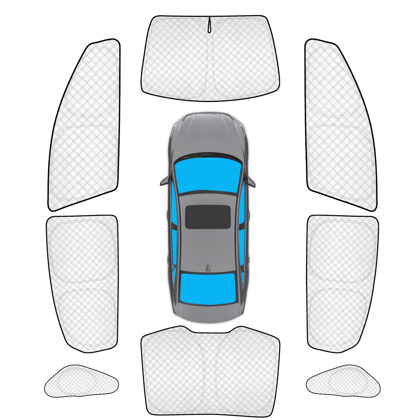 KMF 8pcs Thicken Car Window Shades for Hyundai Sonata Sedan 2015-2019 Accessories, Custom Windshield Sunshade Privacy Car Window Covers for Side Rear, Sun Visor UV Block and Blackout for Camping