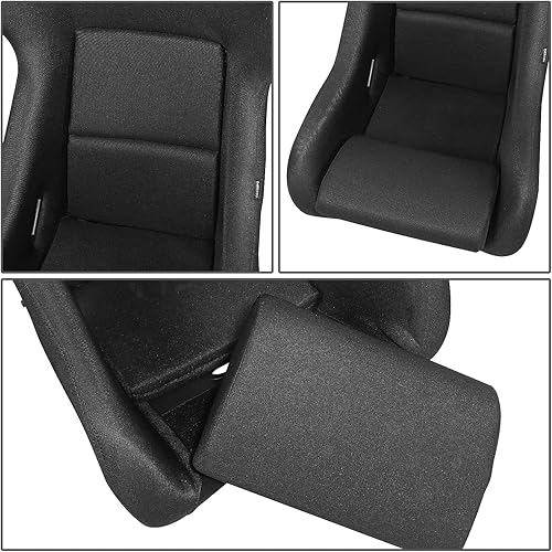 Vista 27 de NRG Innovations NRG-FRP-302BK Asiento de carreras con respaldo fijo de fibra de vidrio (grande), compatibilidad con arnés de 4 puntos, Alcántara