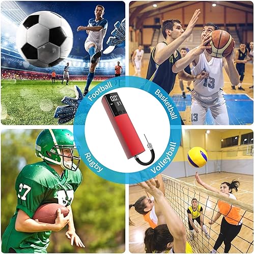 Miniatura 10 de Pumteck Bomba de bola eléctrica, bomba de aire inteligente, inflado rápido portátil con manómetro preciso y pantalla LCD digital para fútbol,