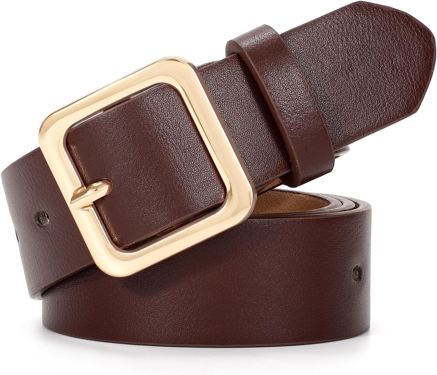 XZQTIVE Women’s Leather Belts for Jeans Pants Dresses Fashion Ladies Black Belt with Square Buckle