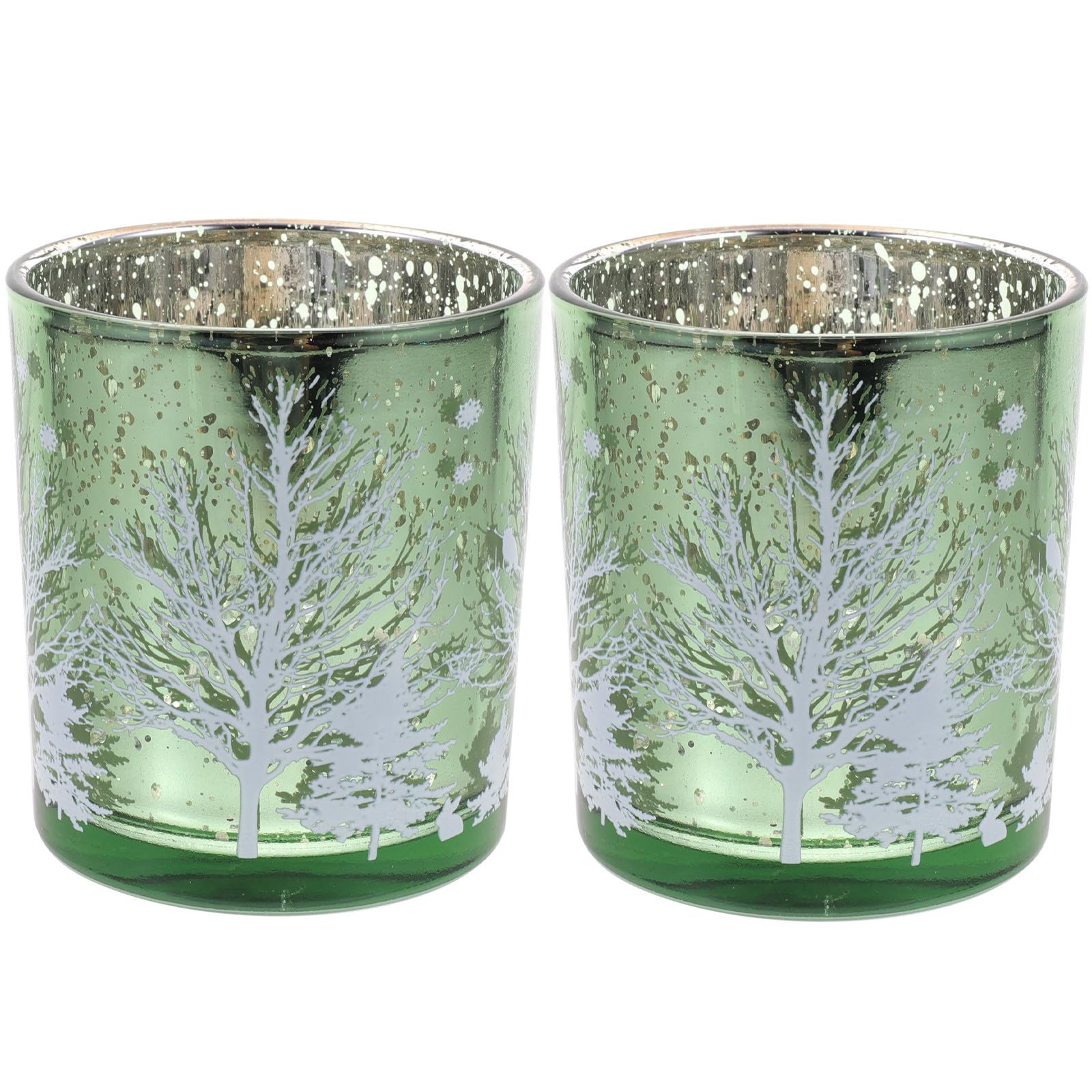 Toyvian 4 Piezas Portavelas Navideño de Cristal Estampado Árbol de Navidad