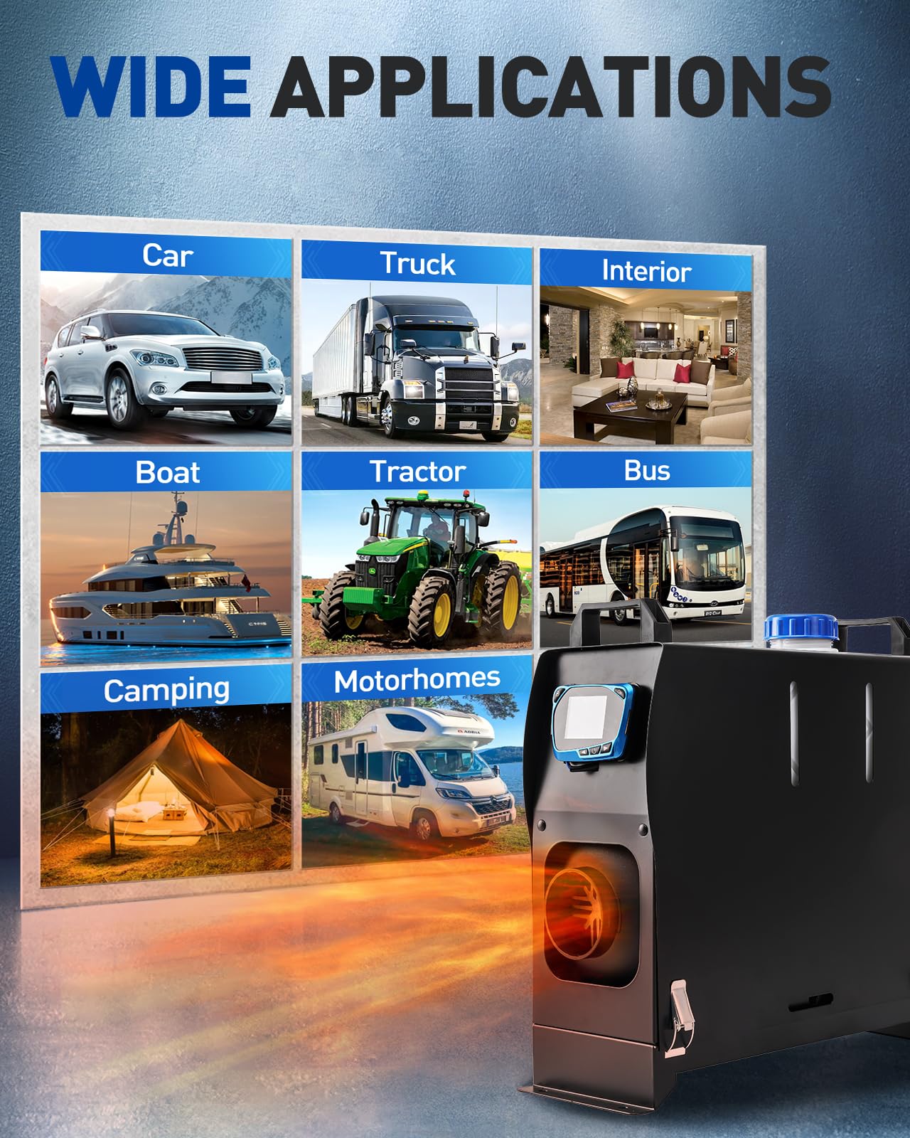 12V 5KW Air Diesel Heater, zestaw ogrzewania postojowego z tłumikiem LCD Remote Control, Night Integrated Diesel Heating Cichy do samochodów, przyczep kempingowych, ciężarówek, łodzi, autobusów, kam