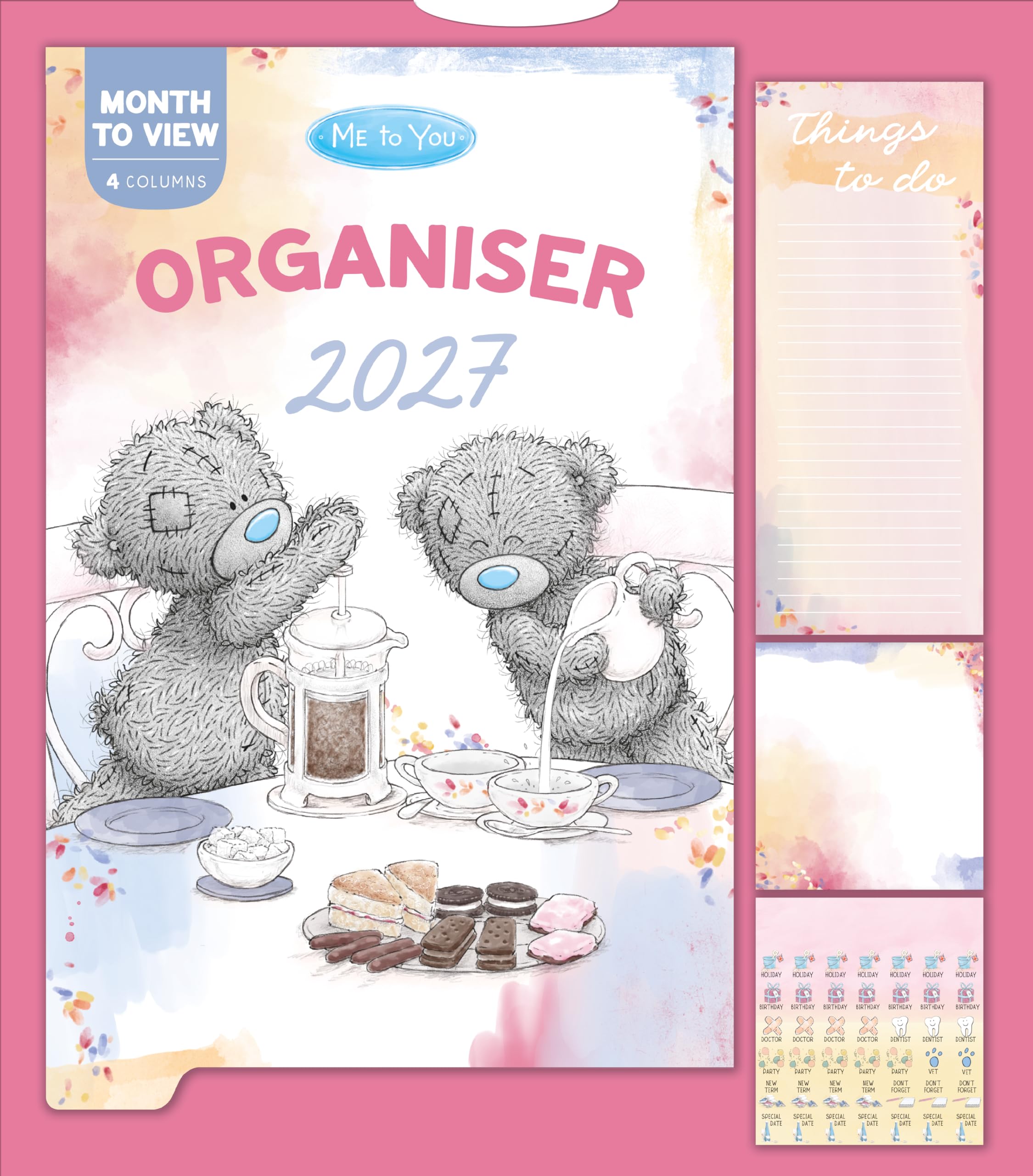 ME TO YOU TATTY TEDDY 2027 HOUSEHOLD PLANNER - including space to store plans for every member of the household and complete with cute stickers. 30 x 34 cm - Official Collection