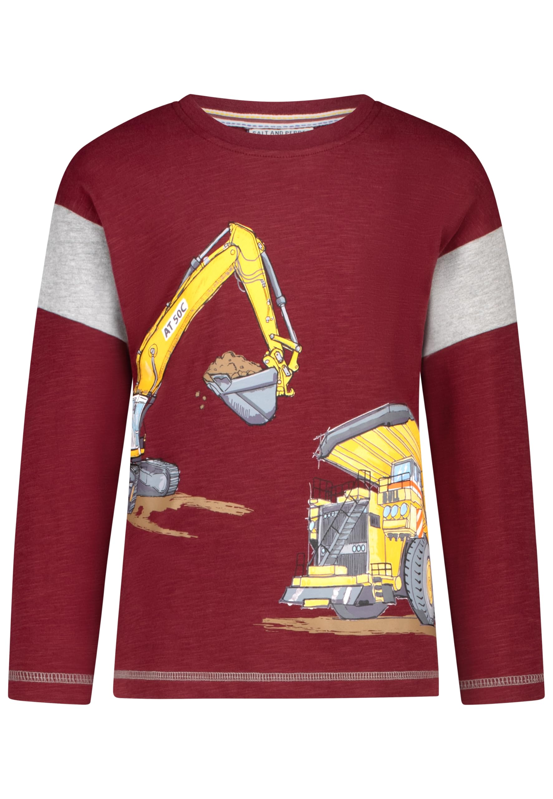 SALT AND PEPPER Jungen Langarmshirt mit Bagger Print für Jungen T-Shirt (1er Pack)