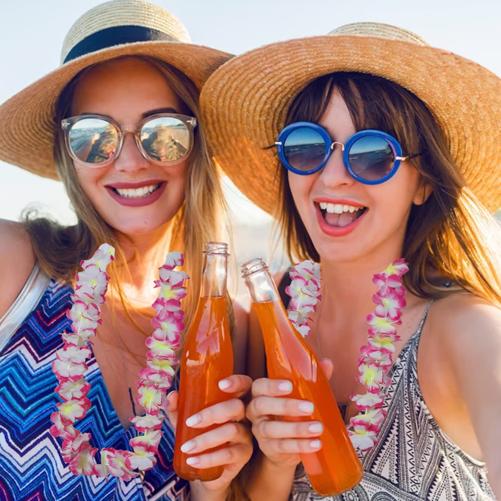 Leis per Luau Party Hawaiian Leis Bulk Collana floreale con fascia Bracciali Set Beach Addio al nubilato Decorazioni per feste