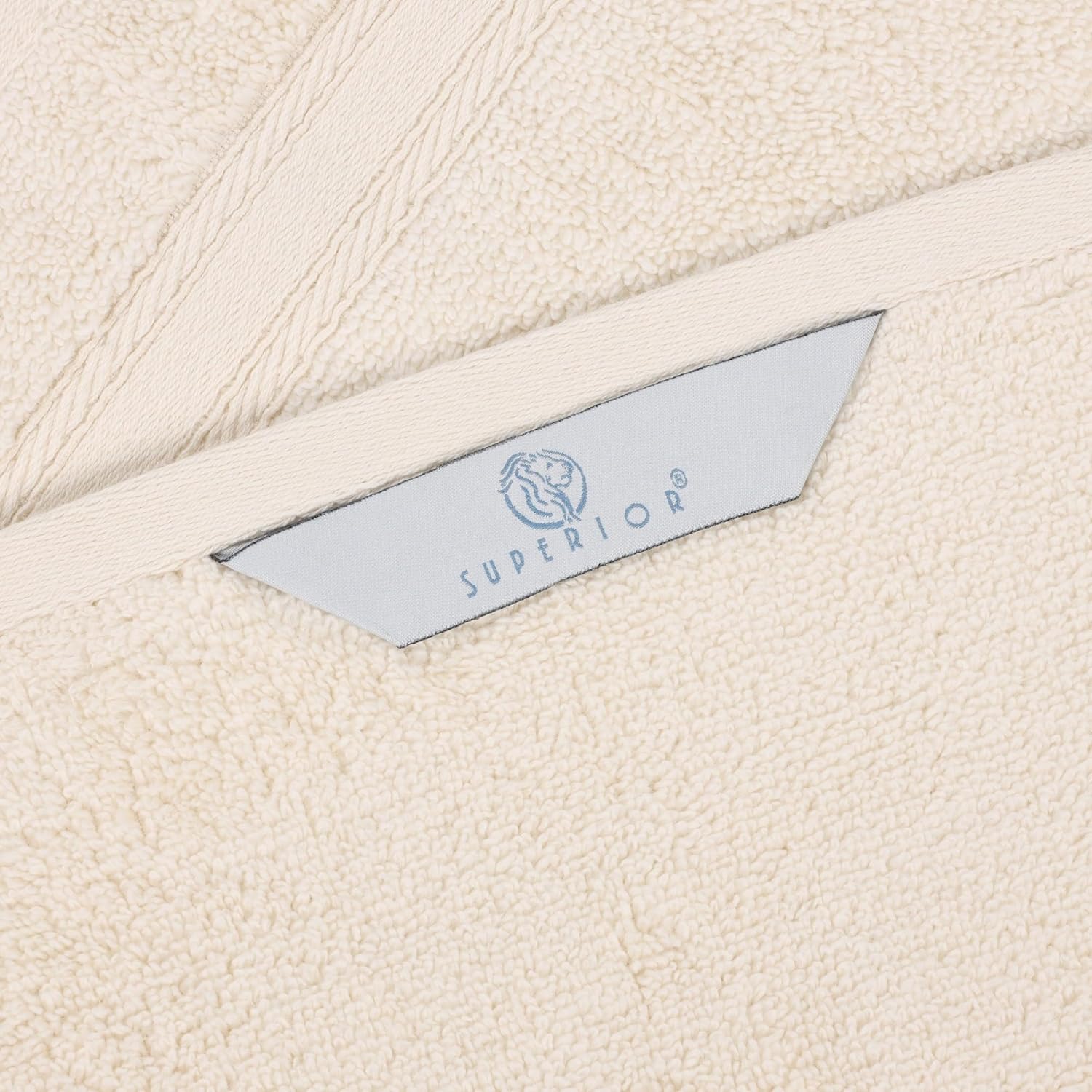 Superior Belmont Zero Twist Cotton Medium Weight Towels, for Guest Bath, Bathroom, Shower, Spa, Plush, Quick Dry, Ultra-Soft Towels, Bath Essentials, Thick Border, 3 Piece Assorted Towel Set, Ivory