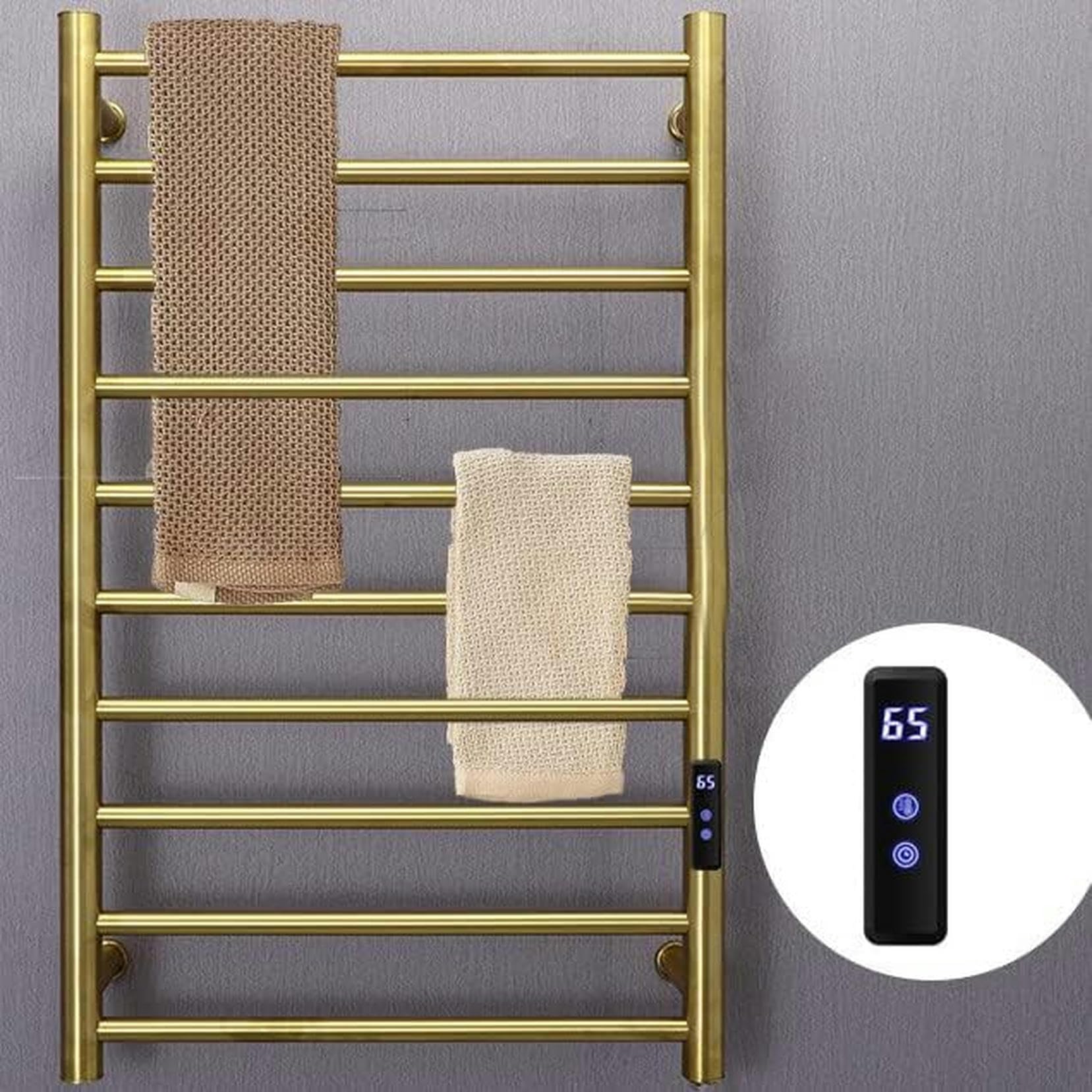 Calentador de toallas de pared negro con control remoto y temporizador de 1 a 8 horas