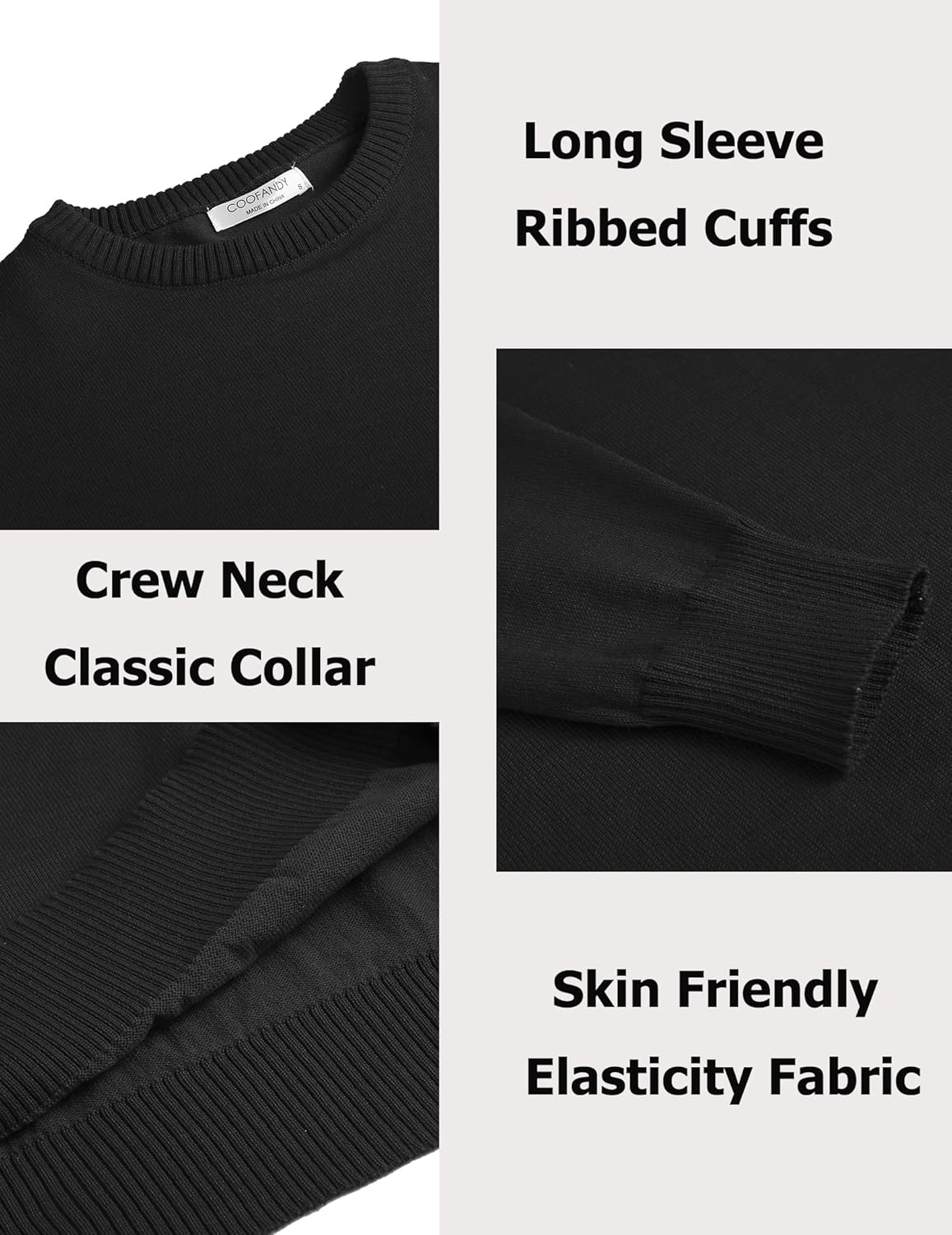 COOFANDY Men's Dress Crew Neck Sweater Lightweight Sweatshirts Knitted Pullover Casual Fashion Long Sleeve Sweater - Image 5