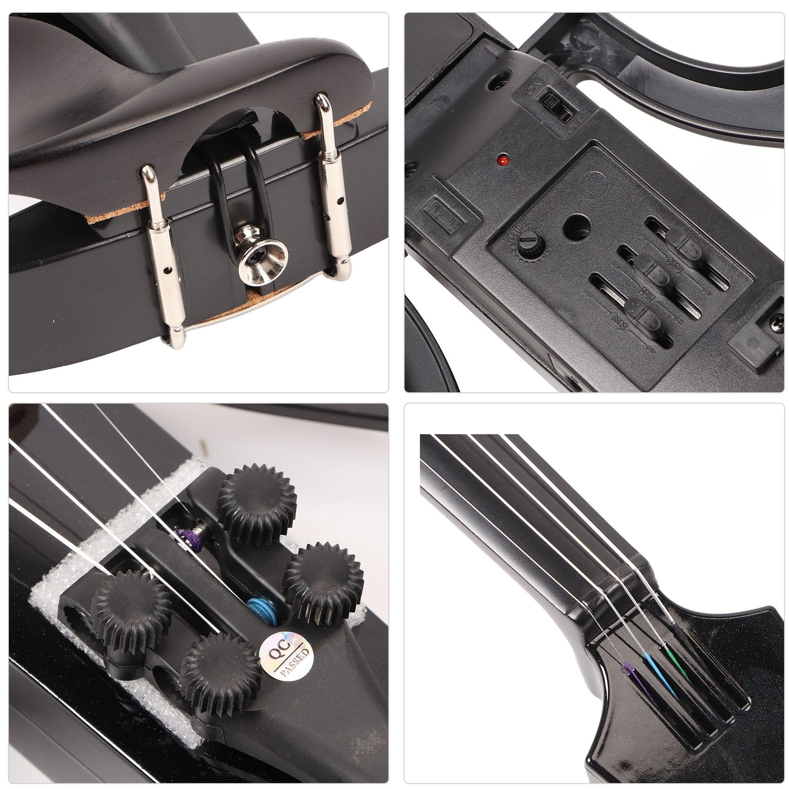 Violon électrique silencieux, micro intégré qualité sonore réglable Violon muet en fibre de carbone conception légère for adultes débutants étude maison scène studio pratique discrète