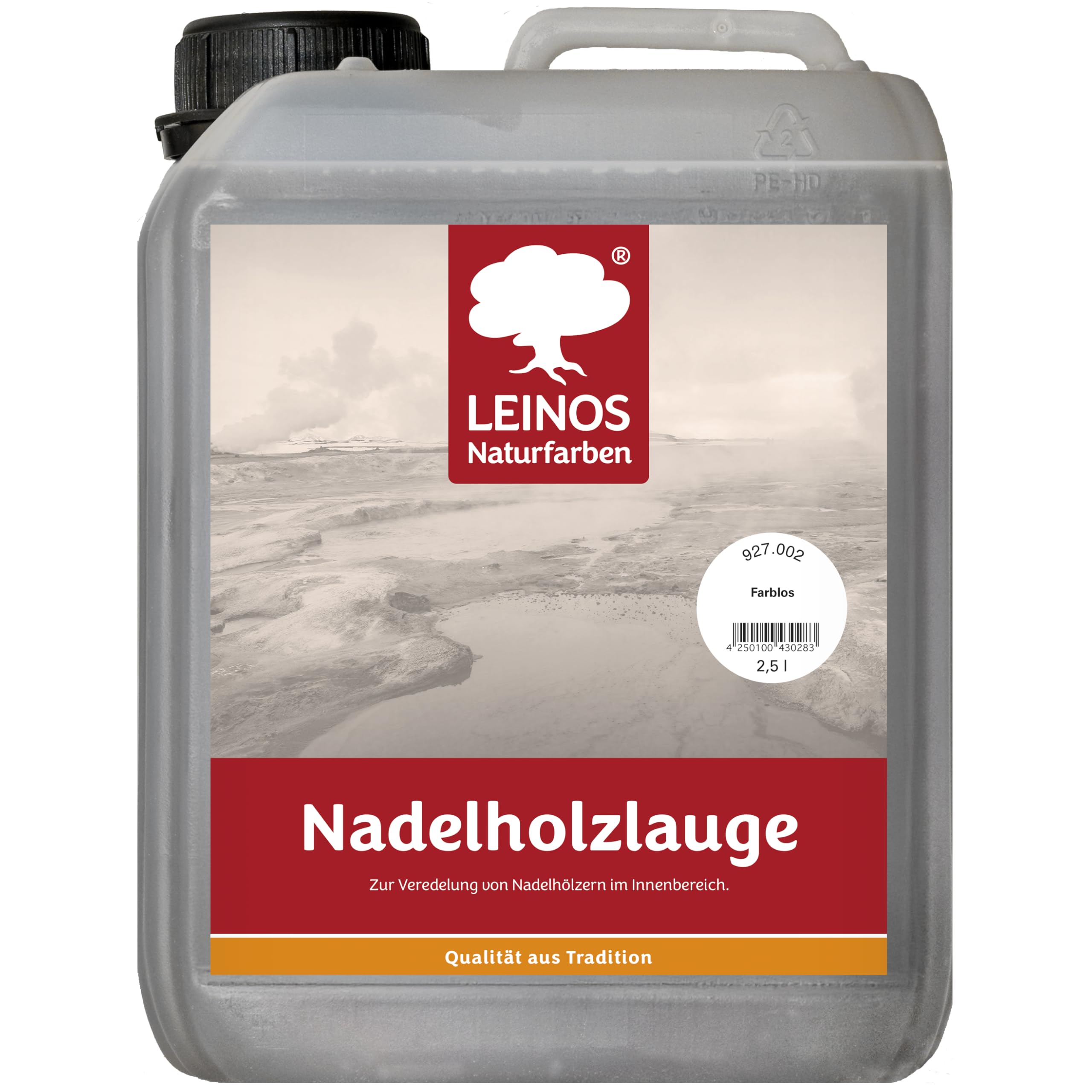 LEINOS 927 Nadelholzlauge Farblos 2,50 l – Veredelung für Kiefer & Fichte im Innenbereich – Stoppt Vergilbung, bewahrt natürliche Optik – Für Böden, Möbel & Decken – Ergiebig & natürlich