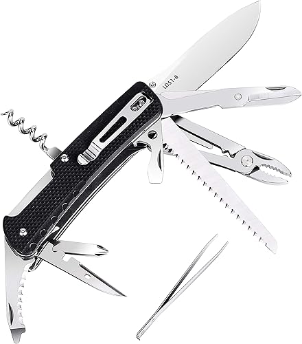 Ruike Multitool Cuchillo de bolsillo pequeño para hombres Cuchillo plegable EDC Utility Outdoor Gear 17c27 Destornillador de acero fresco LD51
