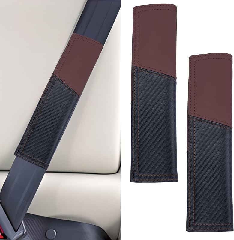 Capa acolchoada para cinto de segurança automotivo ecocstm com textura de fibra de carbono – 2 unidades