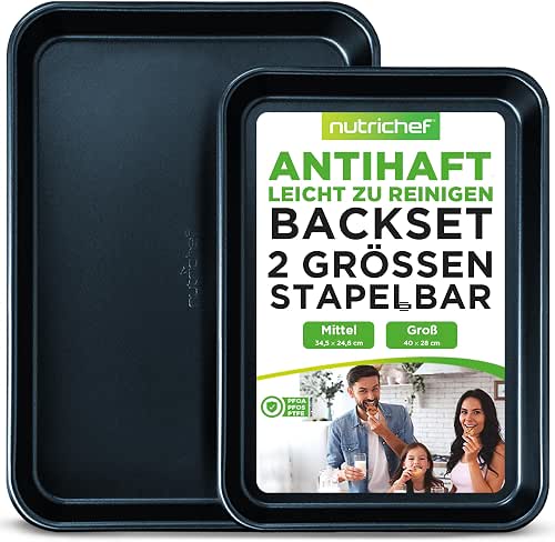 Nutrichef Antihaft-Backformen, 2-teilige Ofen-Backbleche mit hochwertiger Antihaftbeschichtung, 38,1 x 27,9