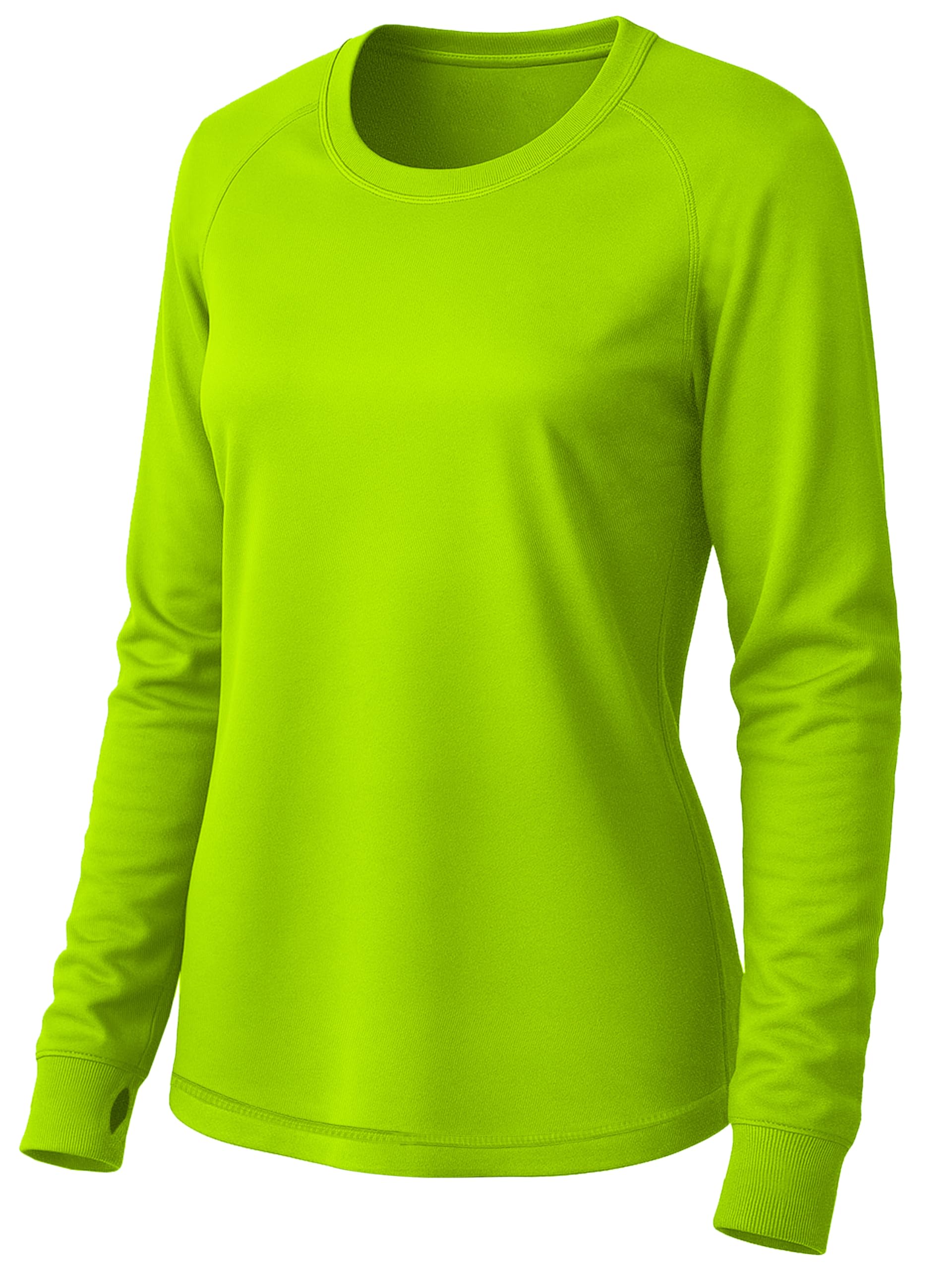Women Thumb Hole Long Sleeve Shirt Neon Athletic Workout Activewear Top