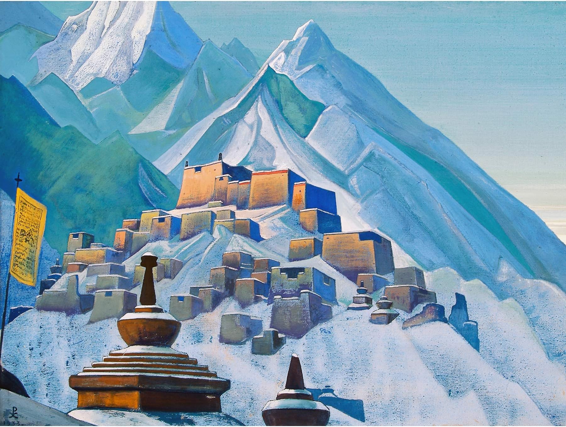 Roerich Tibet Himalayas Symbolist Mountain Landscape Painting Large Wall Art Print Canvas Premium Mural