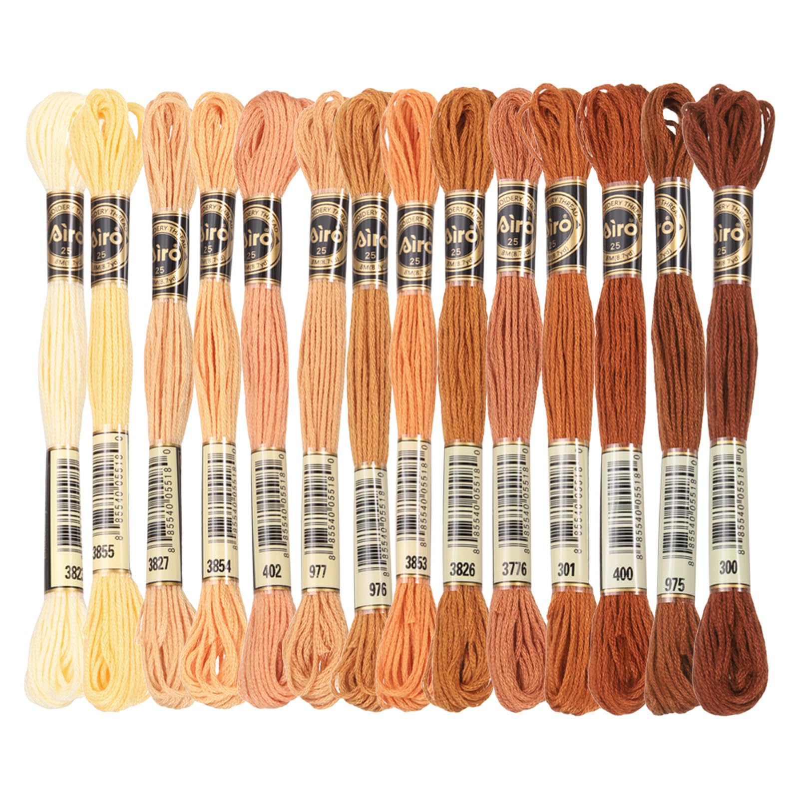 PATIKIL 14 Skeins Embroidery Floss, Polyester Embroidery Threads Bracelets String for Cross-Stitch Hand Embroidery, Multicolored Yellow Brown