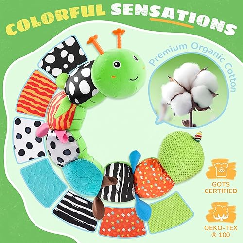 Miniatura 3 de Juguetes para bebés de 6 a 12 meses, oruga musical, animales de peluche, juguetes para bebés de 0 a 3 a 6 meses, juguetes sensoriales para bebés,