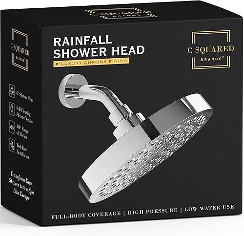 Cabezal de ducha de lujo con lluvia Cabezal de ducha ajustable de alta presión antiobstrucciones de 6 pulgadas Fácil instalación sin herramientas