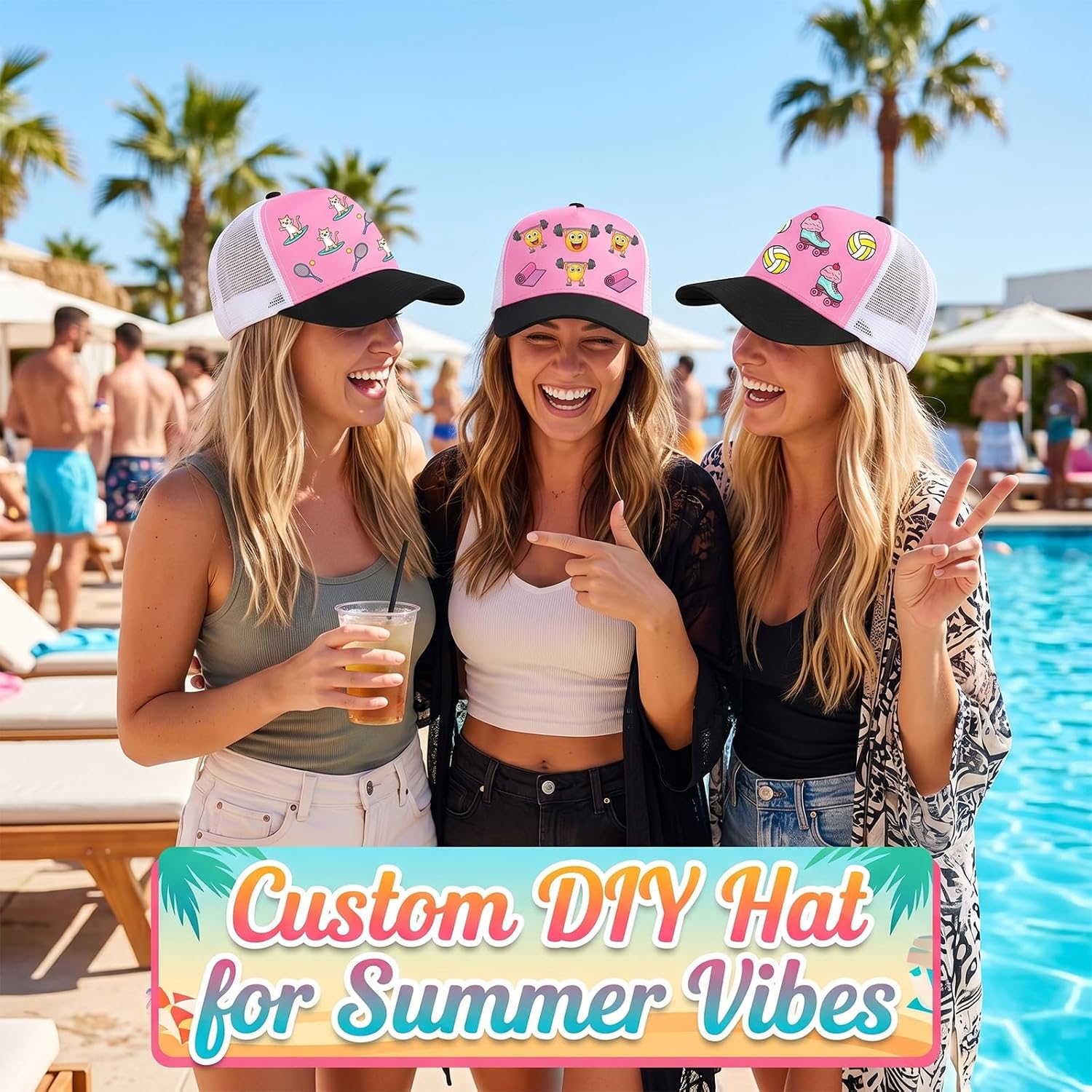 5 Pack Sublimation Blank Trucker Hats, Mesh Baseball Caps Bulk for DIY Crafting Snapback Plain Hat, Assorted Colors