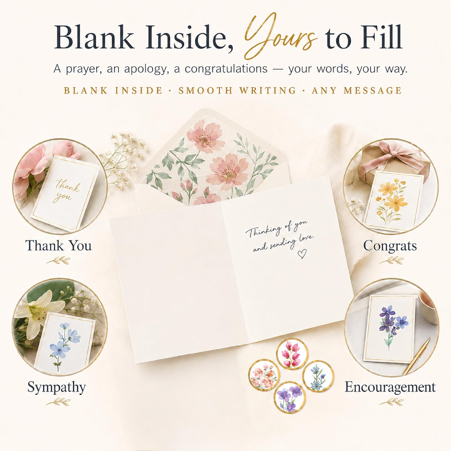 30 Premium Blank Cards with Envelopes & Stickers, 4x6 Inches image 5