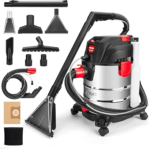 Shop-Vac Aspiradora de champú 3 en 1 de 5 galones 4.5 Peak HP para húmedosecotapicería