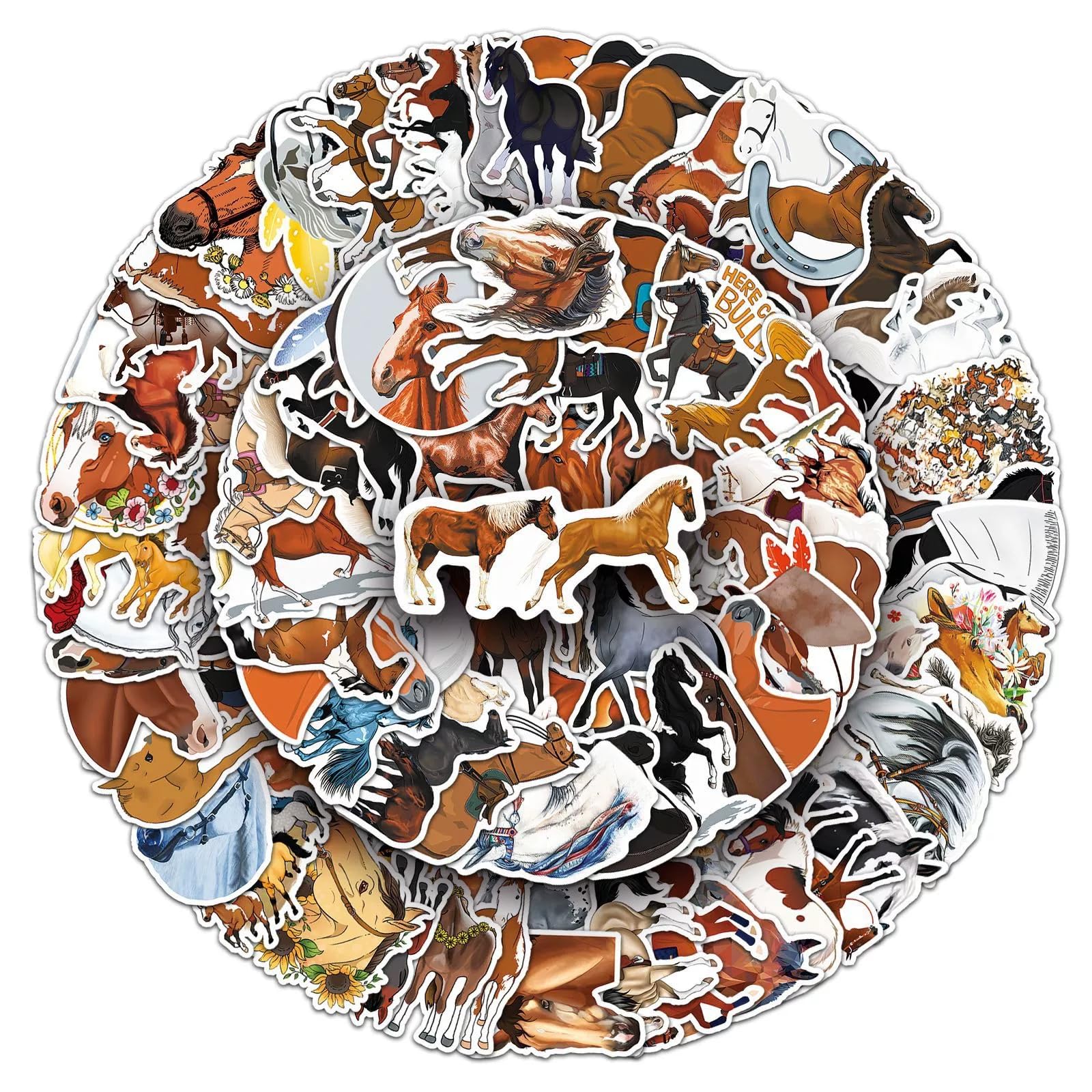 100 Pcs Horse Stickers Pack Cute Horse Riding Stickers Pack Horse Riding Stickers for Water Bottle Laptop Scrapbook, Cool Horse Themed Stickers for Girls Women Kids