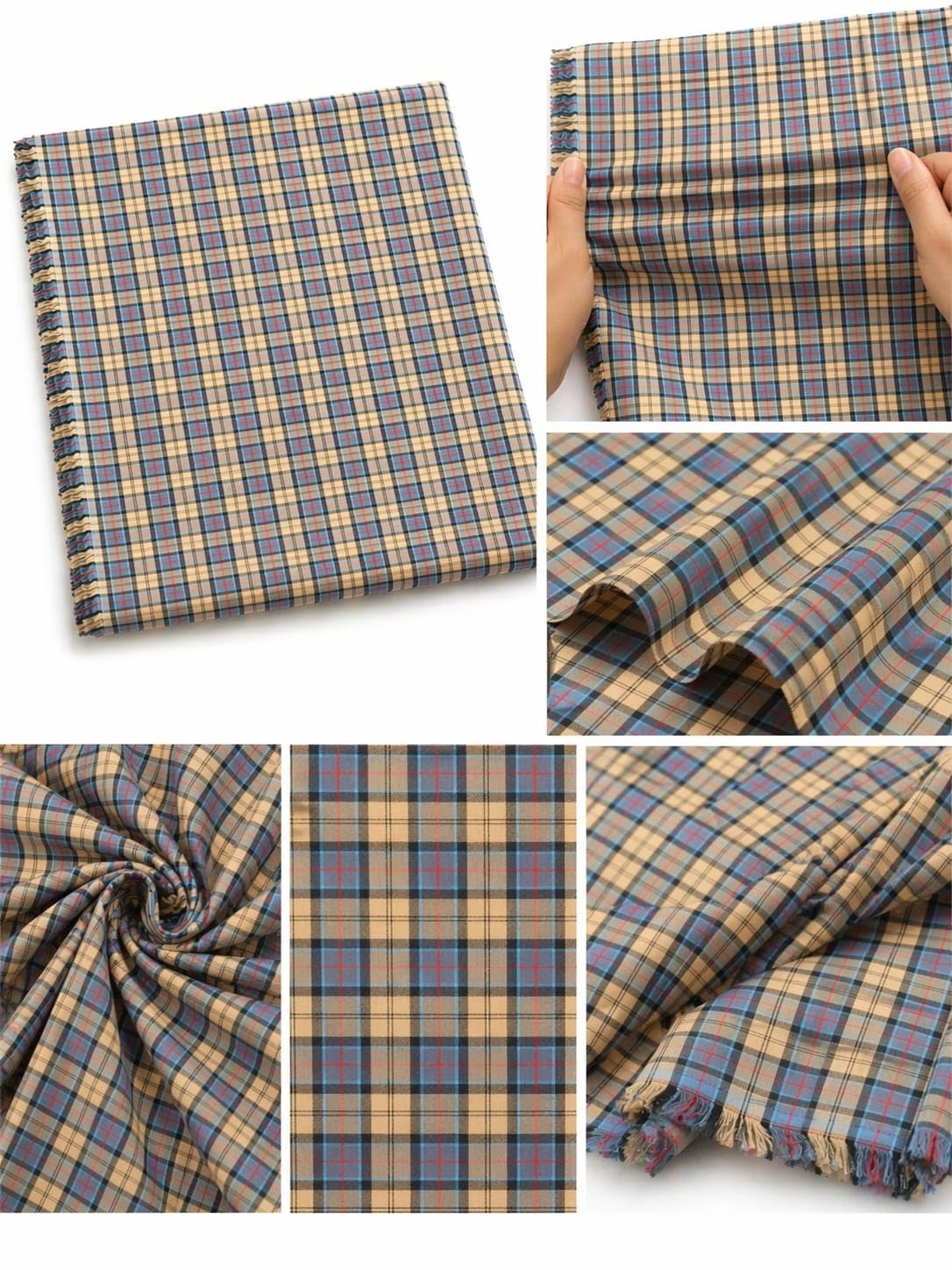 hasija Cotton Blend Check Shirt Fabric, Multicolour, Unstitched, 2 Metre Length, 55 Inch Width,Light Stitch Texture,Lightweight and Breathable-picture-31